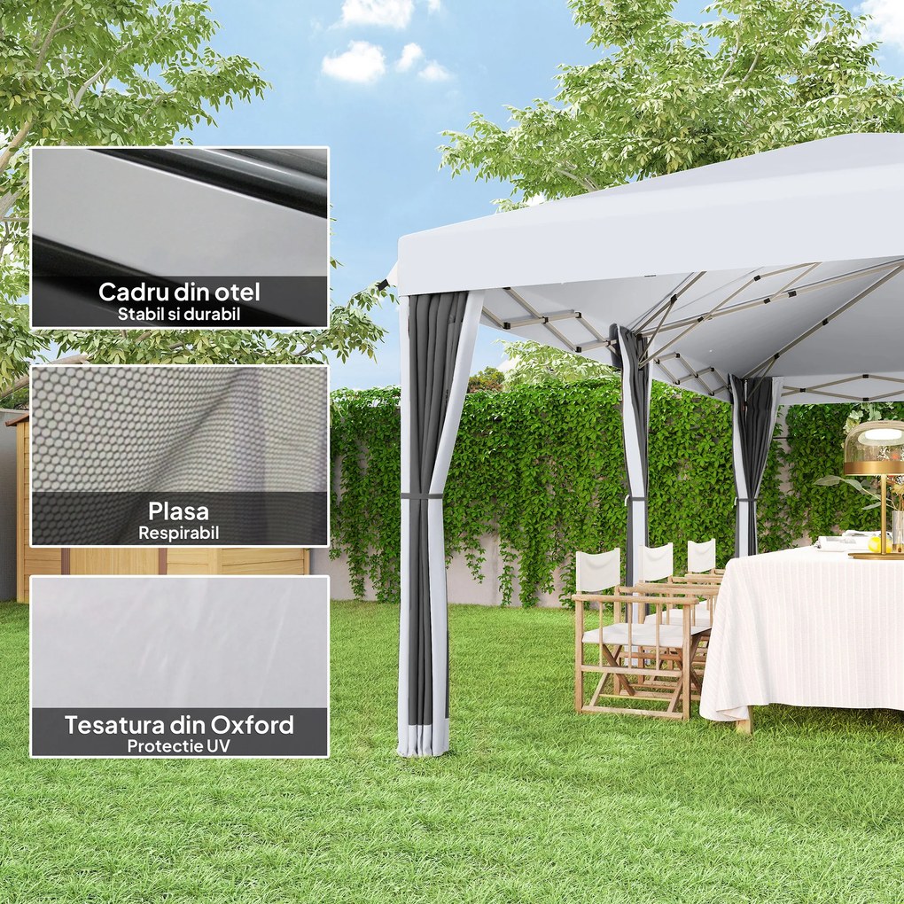 Outsunny Foisor de gradina cu plasa de tantari, alb, 3x6m | Aosom Romania