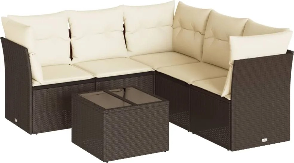 vidaXL Set canapele de grădină cu perne, 6 piese, maro, poliratan