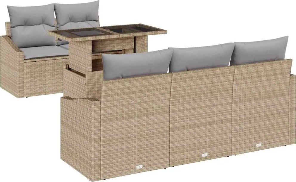 vidaXL Set de canapele pentru grădină 6 pcs Beige și gri deschis