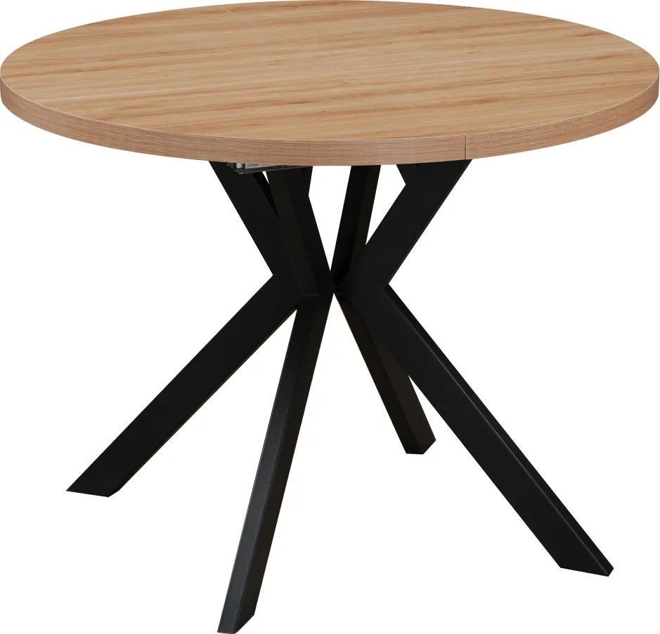 Masă extensibilă de sufragerie, stejar deschis/negru, 100-250x75,5 cm, LUKOS