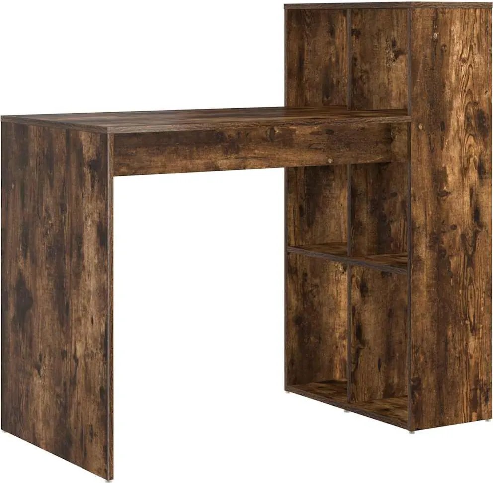 vidaXL Birou cu raft Stejar fumuriu 108 x 55 x 103.5 cm Lemn compozit