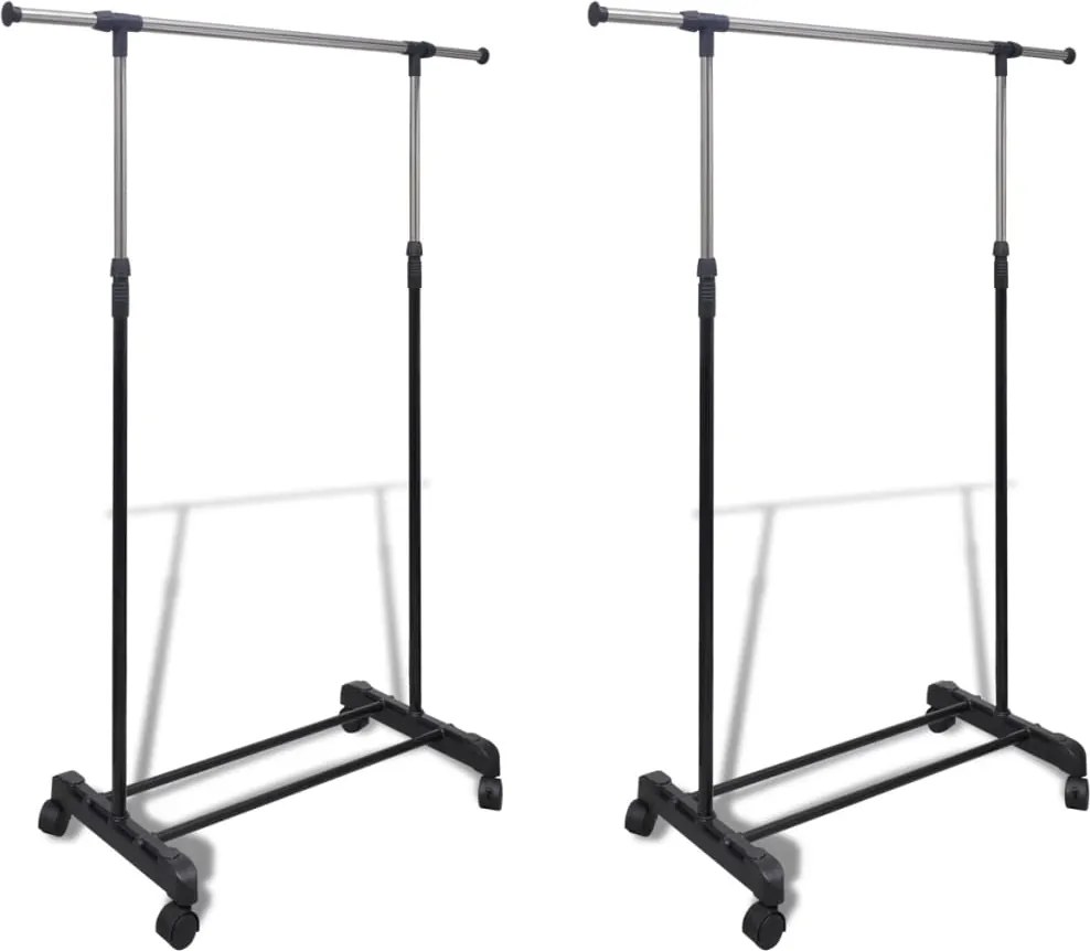 vidaXL Cuiere de haine reglabile, 2 buc., 1 bară suspendată