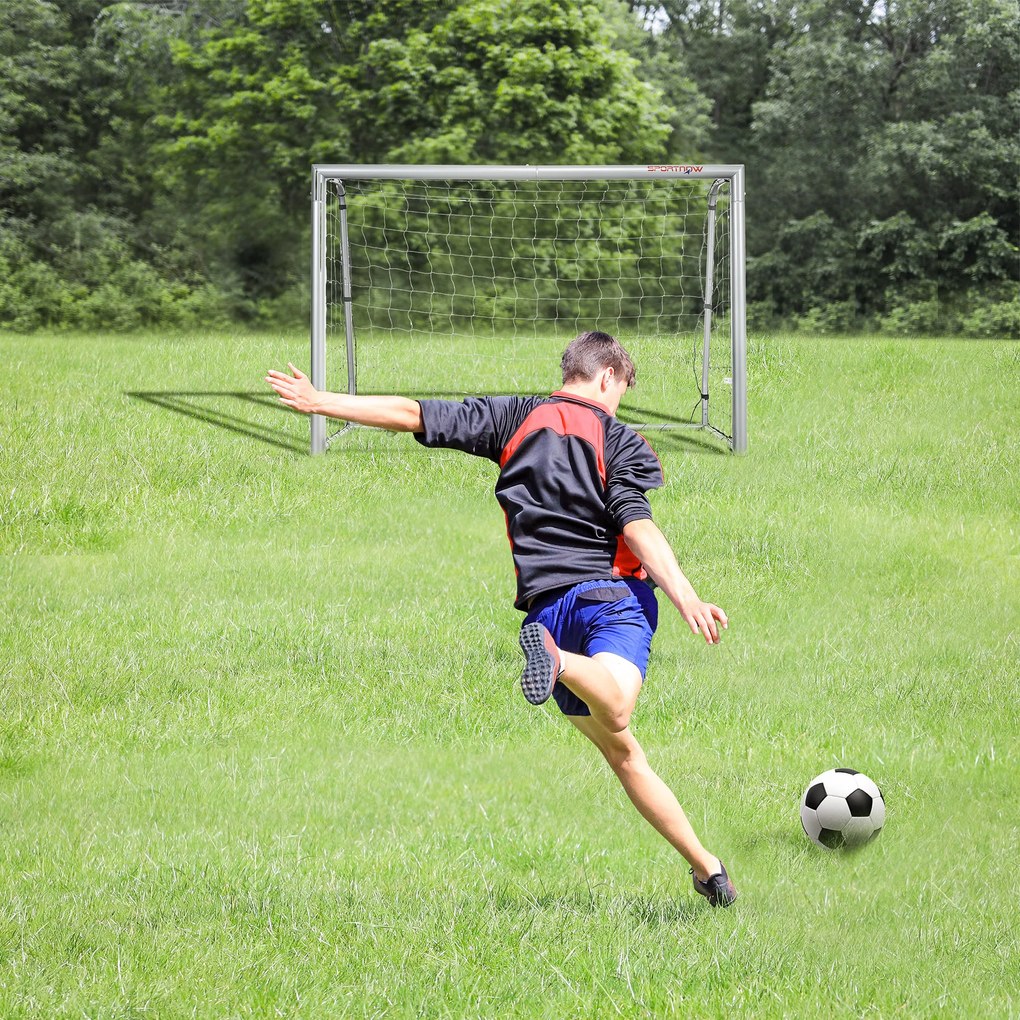 SPORTNOW Poarta de fotbal 6ft x 2ft, Plasa de fotbal pentru gradina cu tarusi de sol, montare rapida si simpla, Poarta pentru antrenament