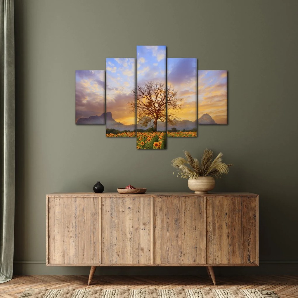 Tablou - Peisaj cu floarea soarelui (150x105 cm)