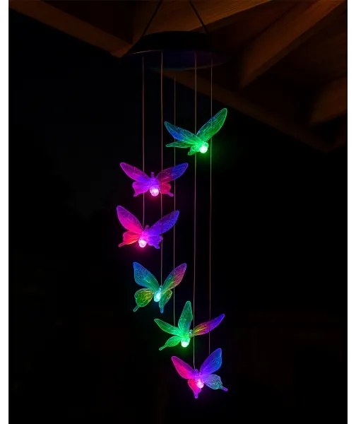 Lampă solară LED RGB 6xLED/1,2V 300 mAh IP44 - model fluture