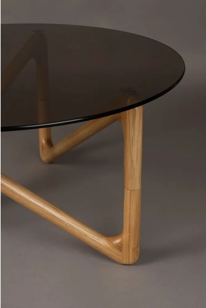 Măsuță de cafea în culoare naturală rotundă cu blat din sticlă ø 80 cm Naia – Dutchbone