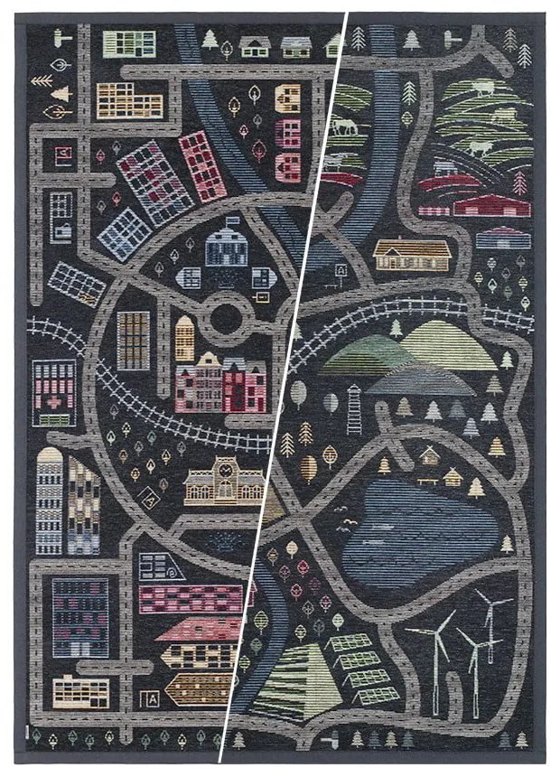 Covor cu 2 fețe Narma Ülejõe, 140 x 200 cm, negru