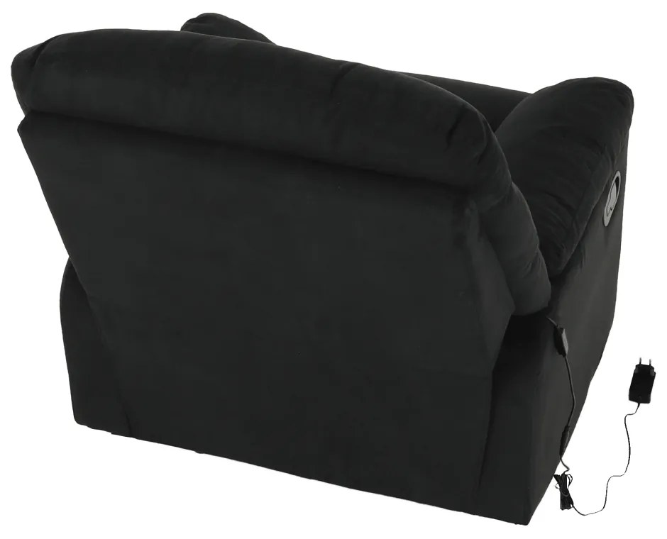 Fotoliu reglabil masaj, material textil catifea negru, LAMBERT