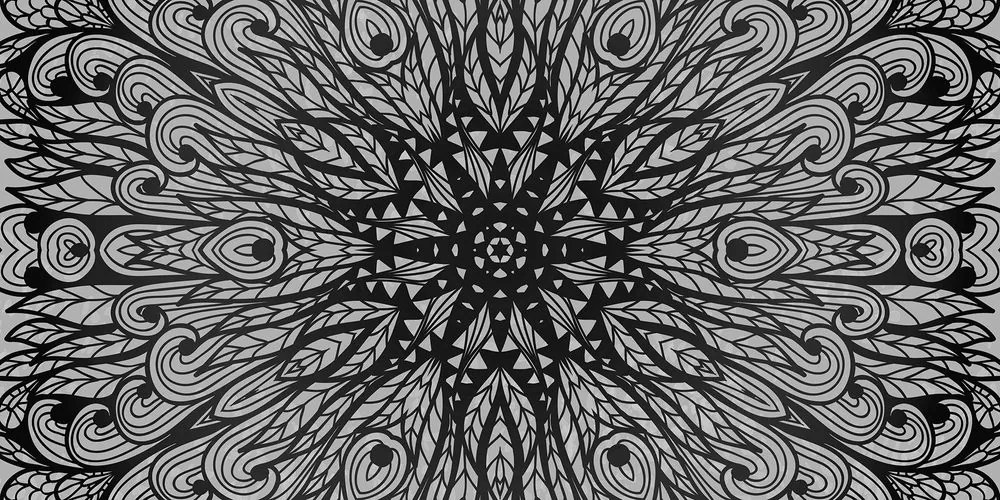 Tablou ornament etnic unic în design alb-negru