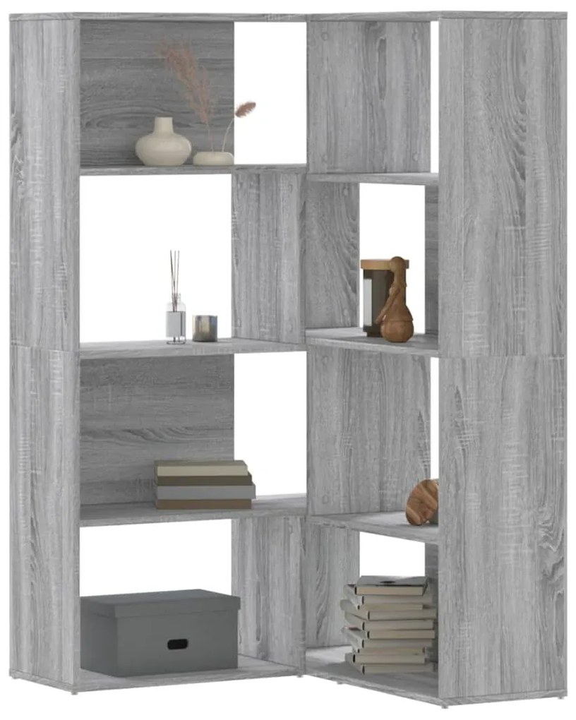 vidaXL Bibliotecă de colț cu 4 niveluri gri sonoma 85x85x140 cm lemn