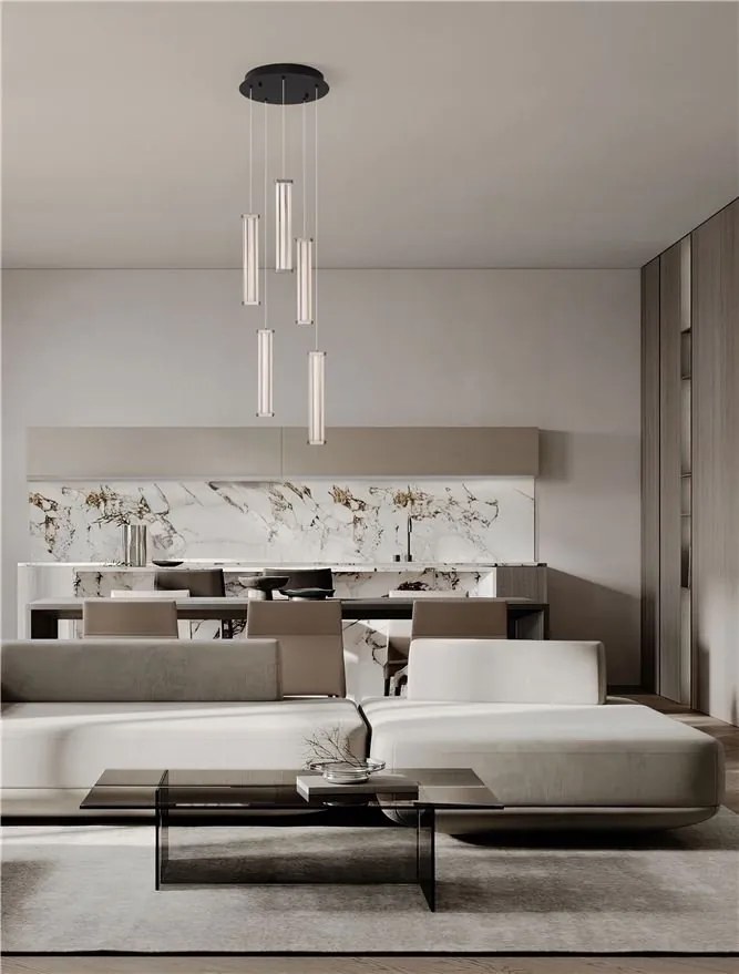 Lustra cu 5 pendule LED 3000K PHEME nickel satinat