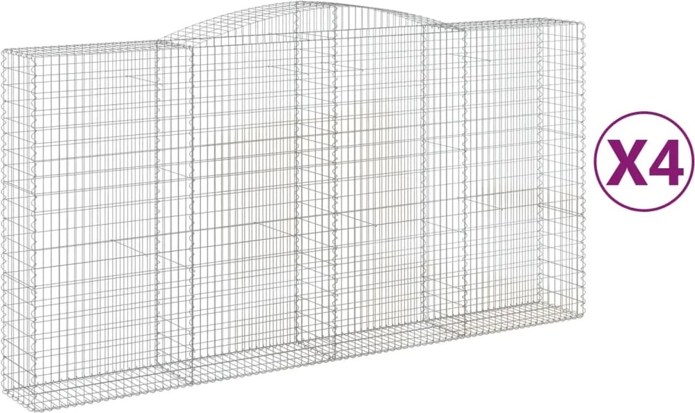 vidaXL Coșuri gabion arcuite, 4 buc 400x50x200/220 cm, fier galvanizat