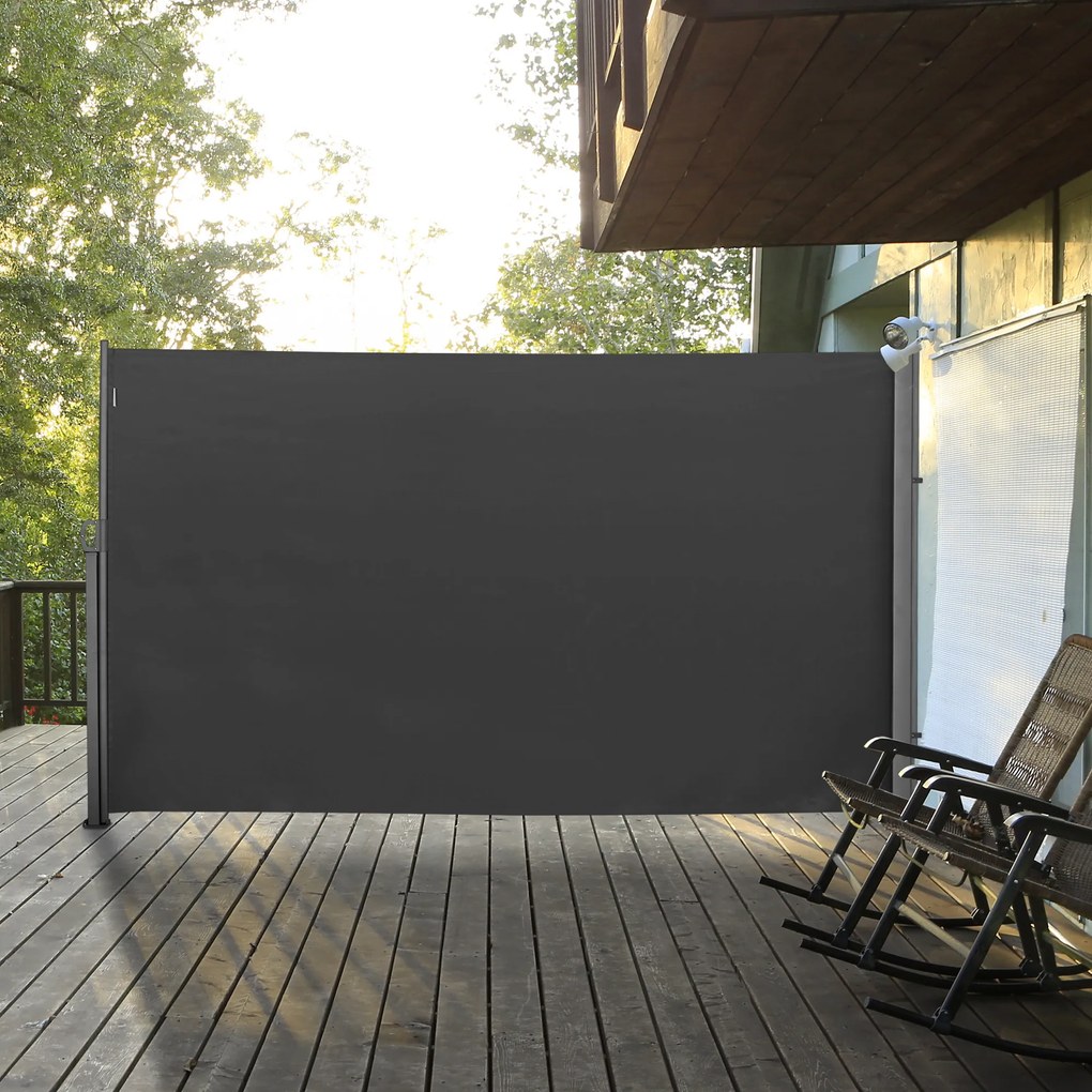 Outsunny Paravan Lateral Retractabil cu Mâner și Anti UV, 300x180 cm, Gri | Aosom Romania