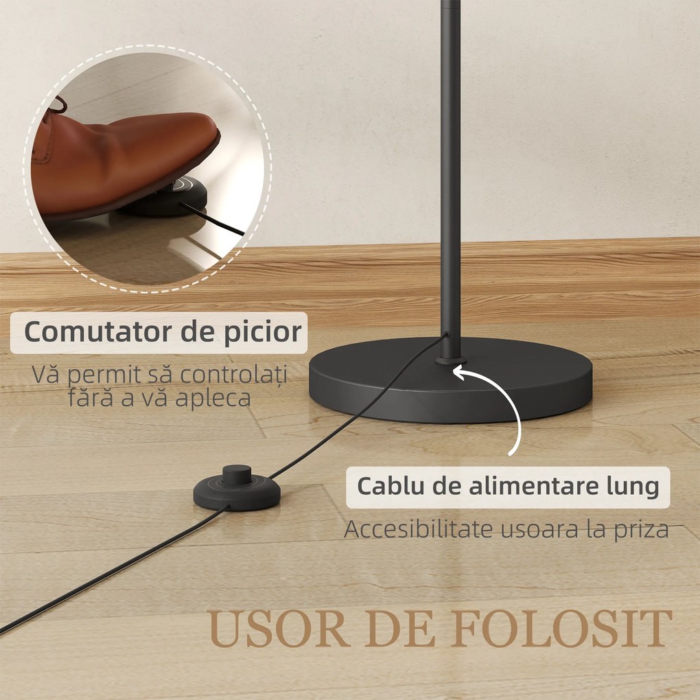 HOMCOM Lampă de Podea LED Reglabilă cu Telecomandă și Temporizator, Negru | Aosom Romania
