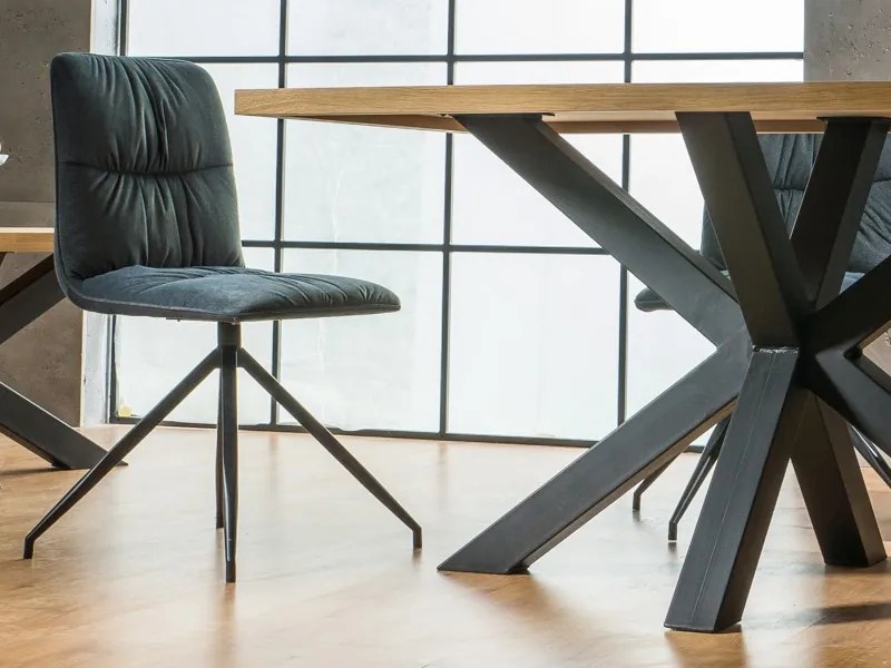 Masă de sufragerie 180 cm Cecily (stejar + negru mat) (pentru 6 până la 8 persoane). 1050072