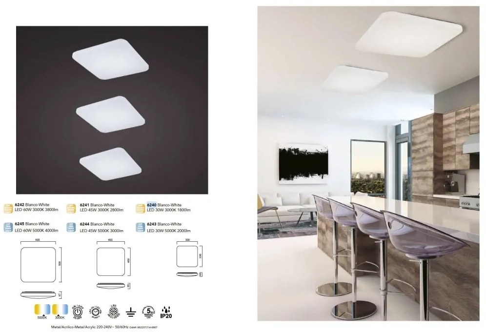 Plafoniera LED design minimalist QUATRO II 45W 5000K