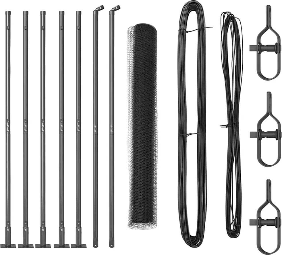vidaXL Stâlp de gard. Gri 10 x 0,8 m (plasă de 13 mm) Oțel și PVC