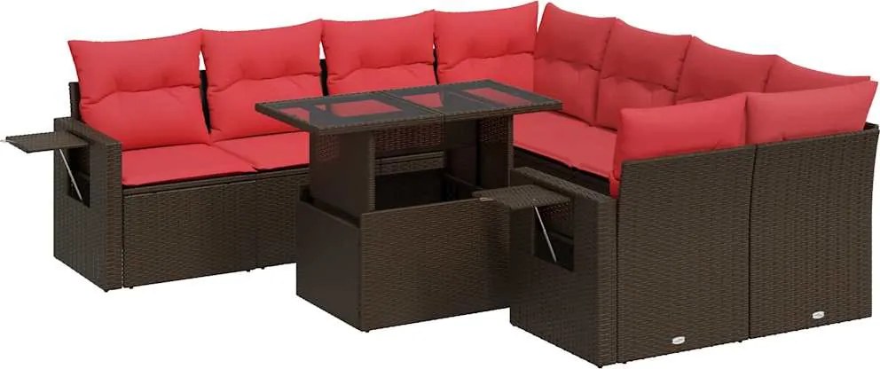vidaXL Set canapele grădină cu perne 9 piese maro poliratan/lemn acacia