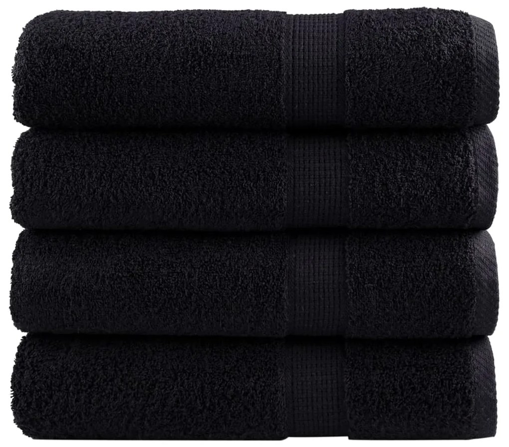 vidaXL Prosoape de mâini premium SOLUND 4 buc. negru 50x100cm 600 gsm