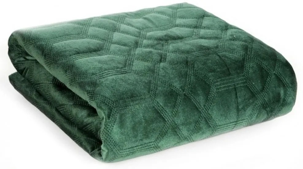 Cuvertură de pat din catifea matlasată verde Lăţime: 220 cm Lungime: 240cm