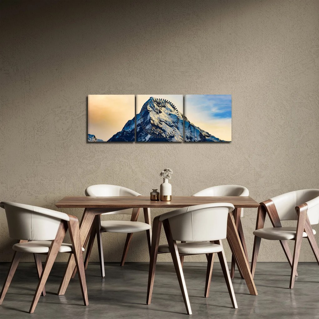 Tablou cu munții înzăpeziți, Nepal (cu ceas) (90x30 cm)