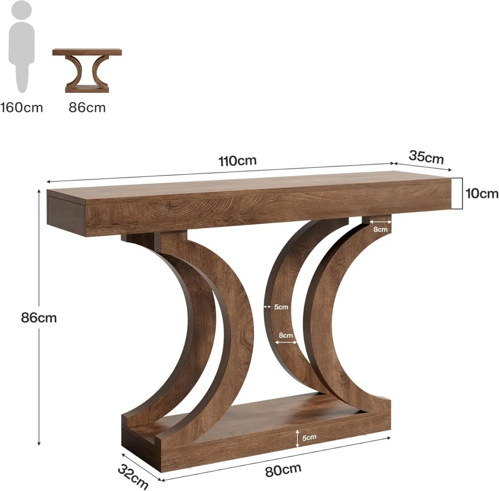 MAM35 - Masa Consola cu Arcade, 110 cm, masuta hol, living, dining, dormitor - Maro