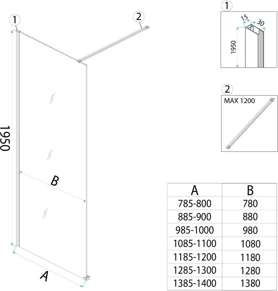 Paravan de dus Rea Flexi Transparent 110 cm negru