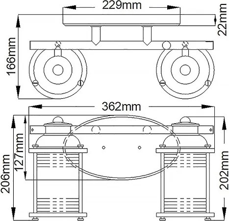 Quintiesse QN-ASHLANDBAY2-NBR-BATH – Lampă de baie ASHLAND BAY, 2x E27, 60 W, 230 V, IP44