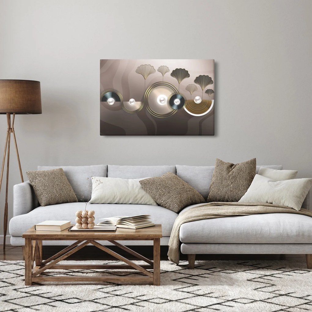 Tablou - Abstract maro-auriu (90x60 cm)