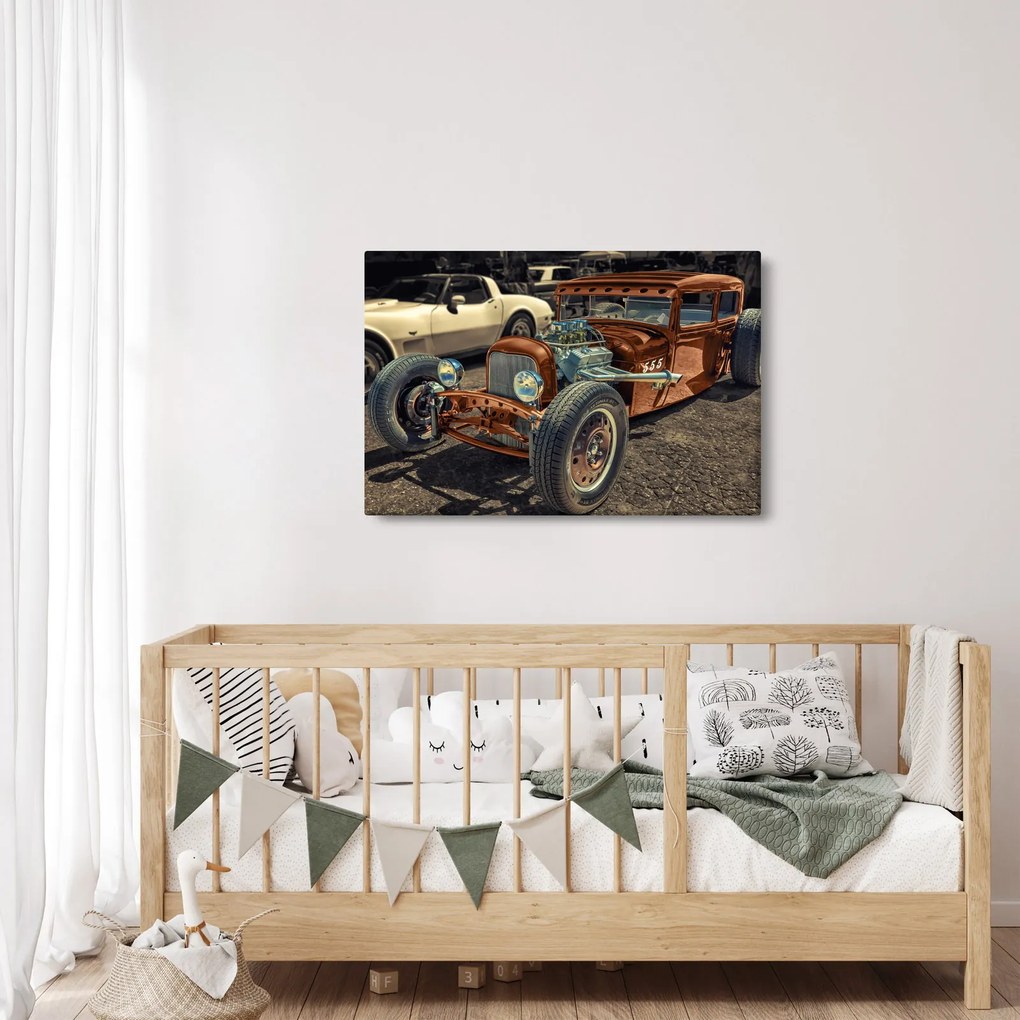 Tablou cu mașina maro (90x60 cm)