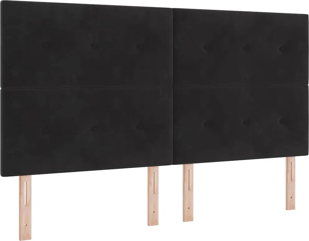 vidaXL Pat cu arc LED cu saltea Negru 180 x 200 cm Catifea