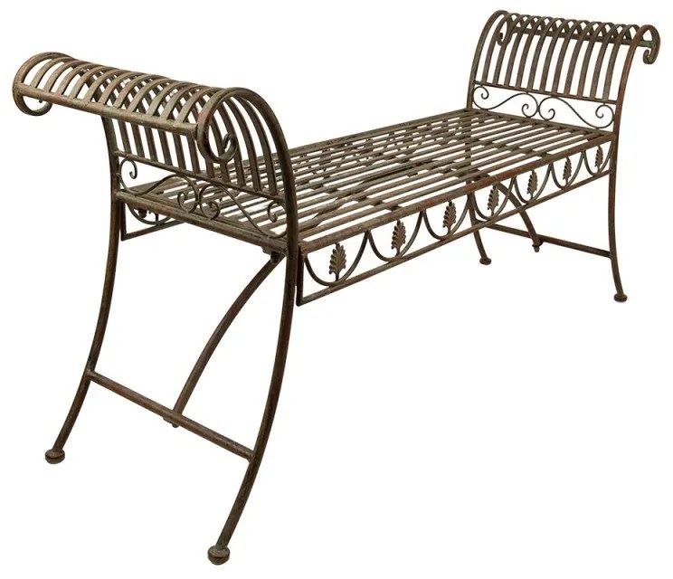 Banca de gradina, verde, din metal, aspect antichizat