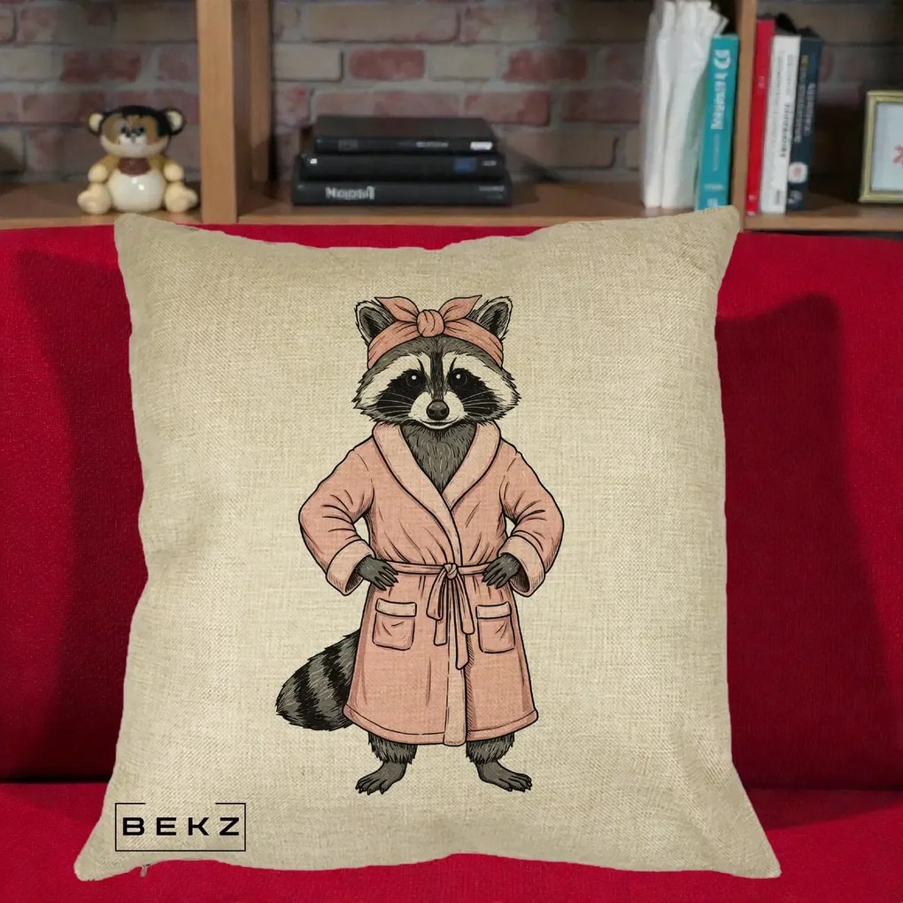 Perna Decorativa Albinuta Kawaii Vesela, 40x40 cm, Crem, Husa Detasabila, Perna Inclusa, BEKZ®