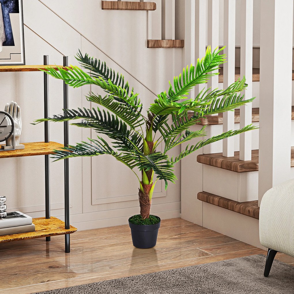 Outsunny Planta Artificiala Palmier Cycas Inaltime 123cm, Planta Artificiala cu Ghiveci Inclus, Decoratiune pentru Casa si Gradina | Aosom Romania