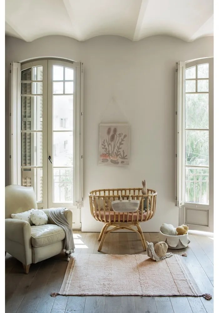 Covor roz deschis lavabil/țesut manual din bumbac 90x130 cm Bloom Rose – Lorena Canals