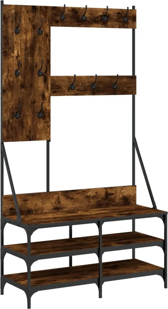 vidaXL Suport de haine cu raft de pantofi stejar fumuriu, 100x40x184cm