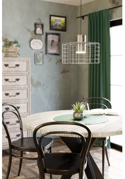 Lustră pe cablu MILLIGAN 1xE27/40W/230V d. 38 cm argintie Eglo 43649