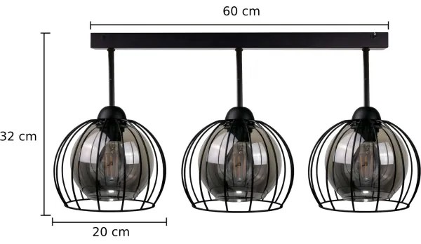 Lustră aplicată SOLO BLACK 3xE27/60W/230V