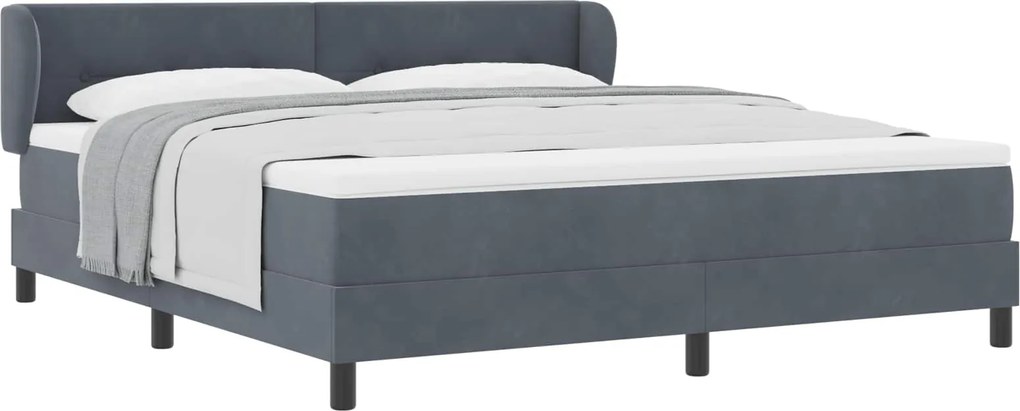 vidaXL Pat cu arcuri cu saltea Gri închis 180 x 200 cm Catifea