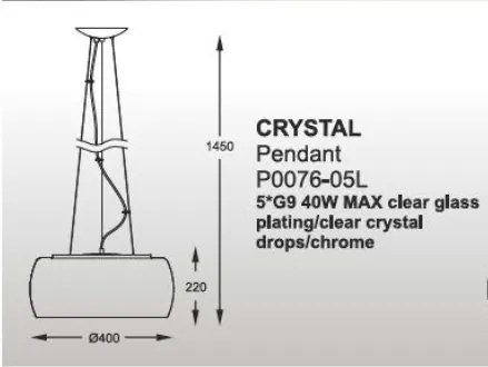 Lustra, Pendul modern diam. 40cm Crystal P0076-05L
