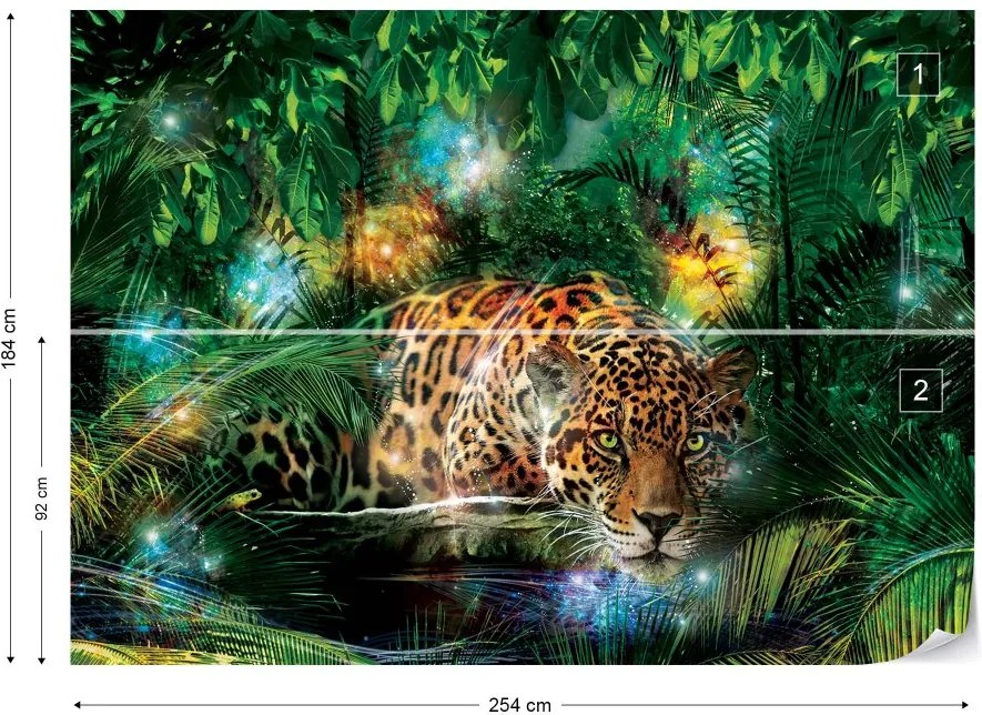 Fototapet GLIX - Leopard In The Jungle + adeziv GRATUIT Tapet nețesute - 254x184 cm