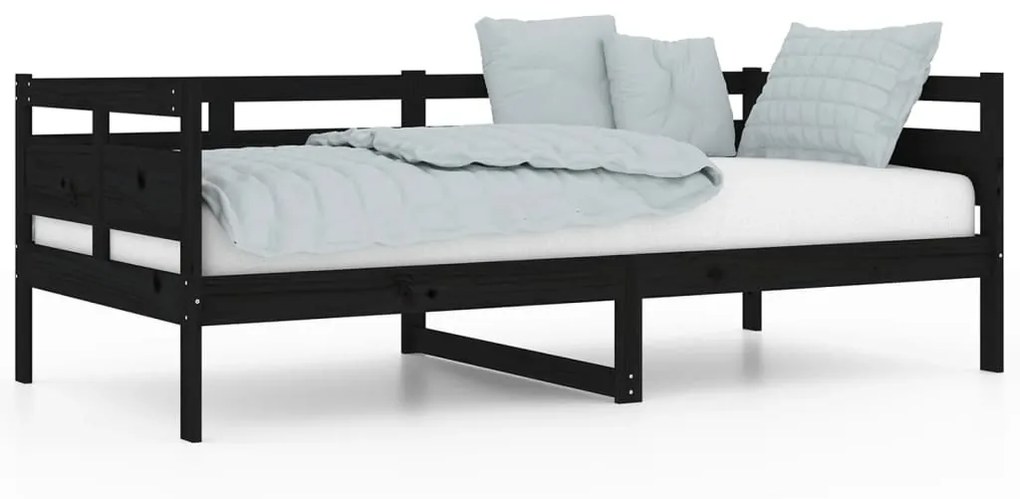 820311 vidaXL Pat de zi, negru, 90x190 cm, lemn masiv de pin