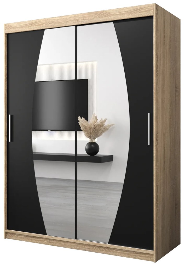 Dulap de haine 150 cm Eclipse (Stejar sonoma + Negru mat). 1063411