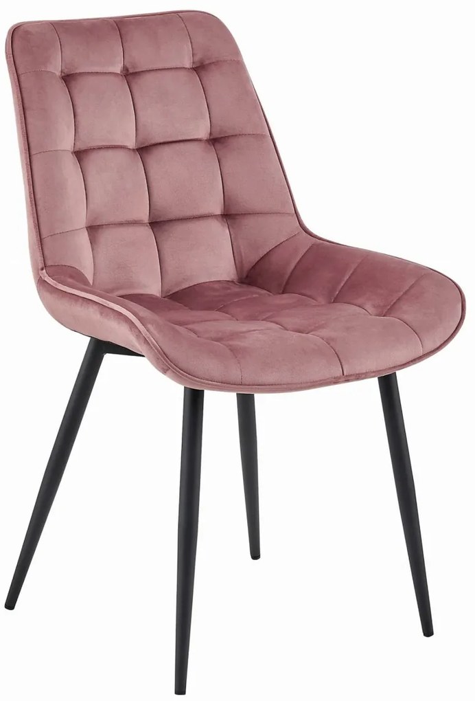 Scaun bucatarie BERA din catifea roz inchis cu picioare negre