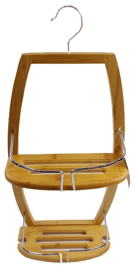 Raft baie, Lemn/Metal, 2 nivele, 61x27cm, Maro