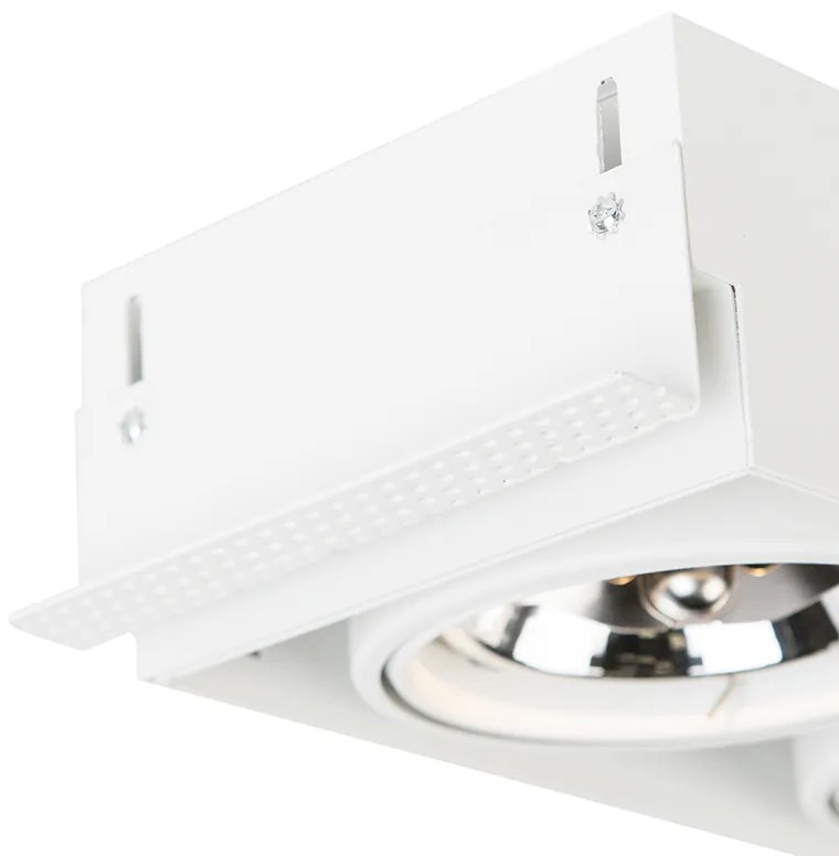 Set de 6 spoturi încastrate fără ramă cu 2 lumini, albe, rotative și înclinabile G53 AR111 - Oneon