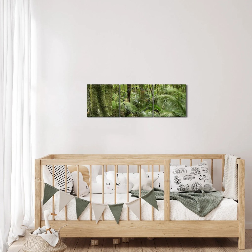 Tablou - Pădure tropicală (cu ceas) (90x30 cm)
