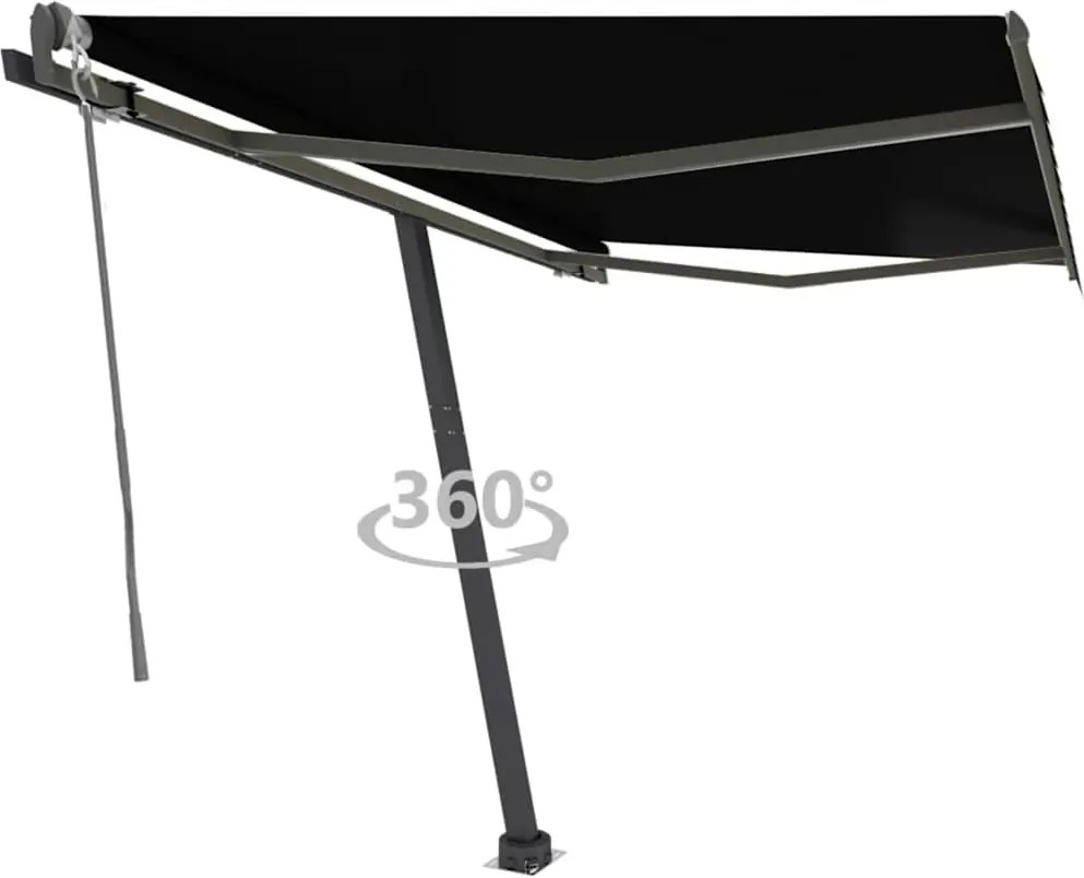 vidaXL Copertină autonomă retractabilă automat, antracit, 350x250 cm