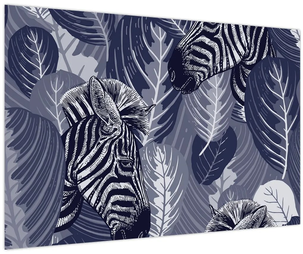 Tablou - Zebre albastre (90x60 cm)