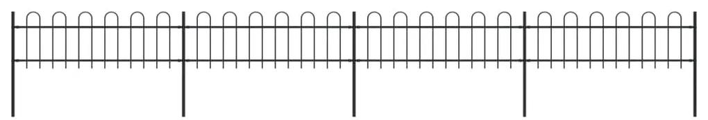 Gard de gradina cu varf curbat, negru, 6,8 x 0,6 m, otel 1, 0.6 m, 6.8 m